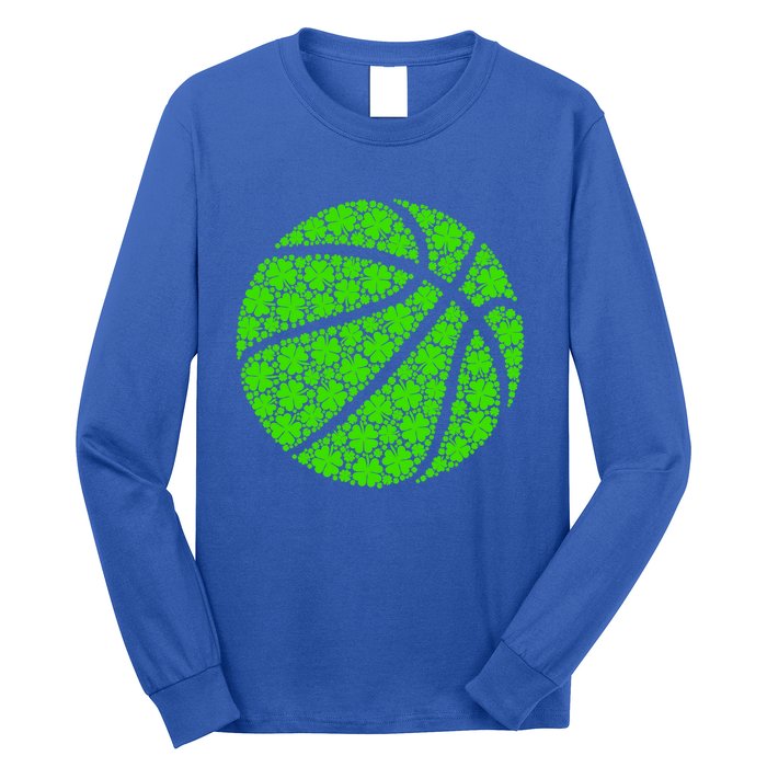 Basketball Ball Irish Shamrock Lucky Clover St Patrick's Day Gift Long Sleeve Shirt