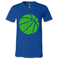 Basketball Ball Irish Shamrock Lucky Clover St Patrick's Day Gift V-Neck T-Shirt