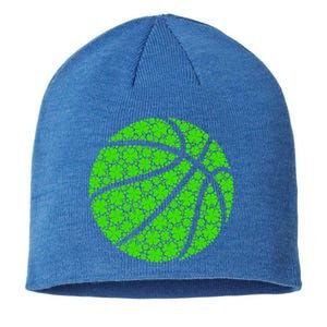 Basketball Ball Irish Shamrock Lucky Clover St Patrick's Day Gift Sustainable Beanie