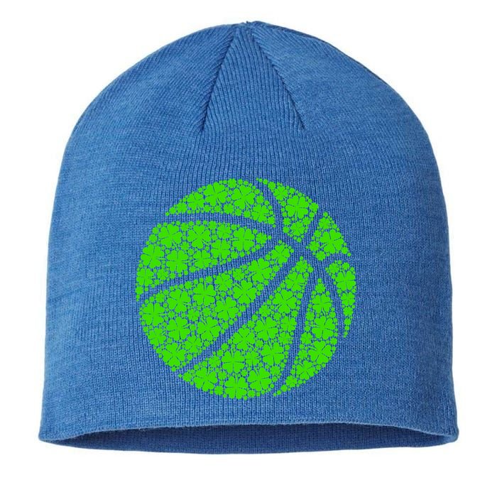 Basketball Ball Irish Shamrock Lucky Clover St Patrick's Day Gift Sustainable Beanie