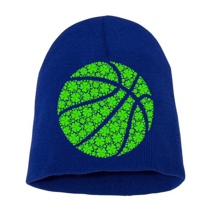 Basketball Ball Irish Shamrock Lucky Clover St Patrick's Day Gift Short Acrylic Beanie