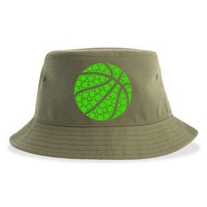 Basketball Ball Irish Shamrock Lucky Clover St Patrick's Day Gift Sustainable Bucket Hat