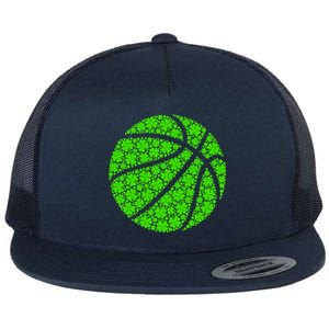 Basketball Ball Irish Shamrock Lucky Clover St Patrick's Day Gift Flat Bill Trucker Hat