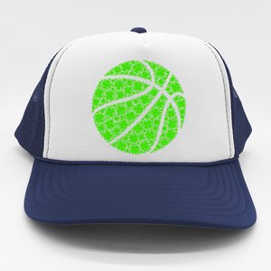 Basketball Ball Irish Shamrock Lucky Clover St Patrick's Day Gift Trucker Hat