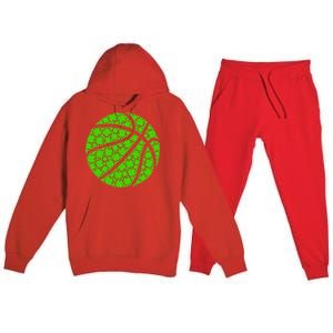 Basketball Ball Irish Shamrock Lucky Clover St Patrick's Day Gift Premium Hooded Sweatsuit Set