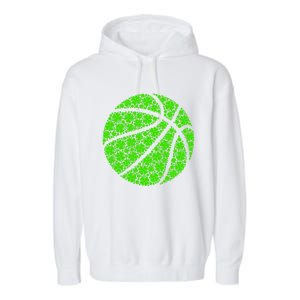 Basketball Ball Irish Shamrock Lucky Clover St Patrick's Day Gift Garment-Dyed Fleece Hoodie