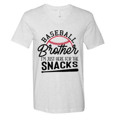 Baseball Brother IM Just Here For The Snacks Funny Baseball V-Neck T-Shirt