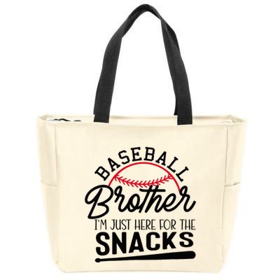 Baseball Brother IM Just Here For The Snacks Funny Baseball Zip Tote Bag