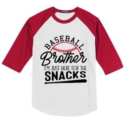 Baseball Brother IM Just Here For The Snacks Funny Baseball Kids Colorblock Raglan Jersey