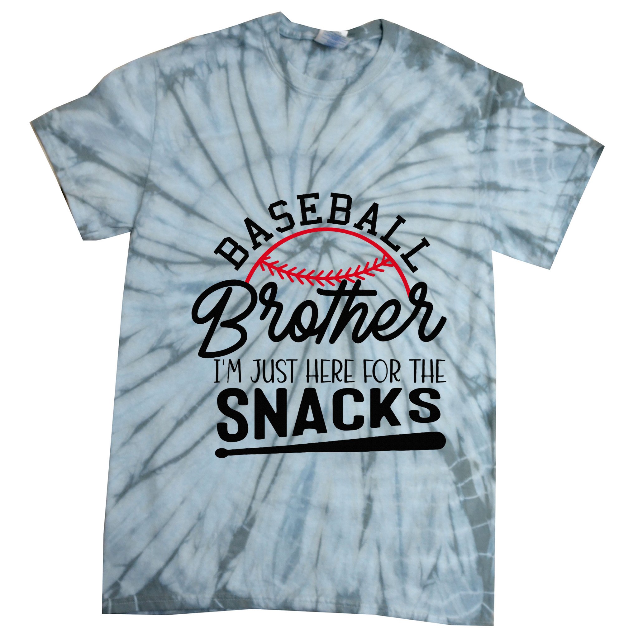 Baseball Brother IM Just Here For The Snacks Funny Baseball Tie-Dye T-Shirt