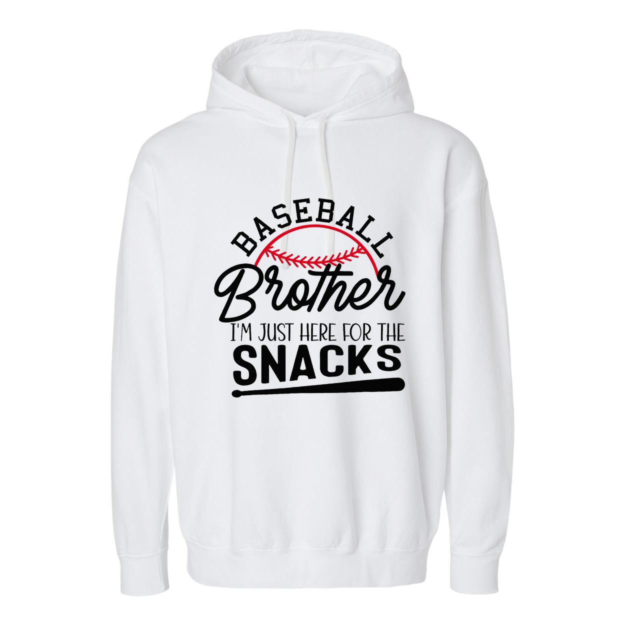 Baseball Brother IM Just Here For The Snacks Funny Baseball Garment-Dyed Fleece Hoodie