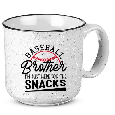 Baseball Brother IM Just Here For The Snacks Funny Baseball 15oz Campfire Ceramic Mug