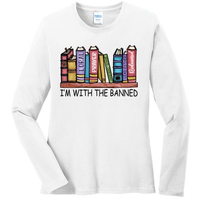 Banned Books I'm With The Banned Banned Books Reading Books Ladies Long Sleeve Shirt