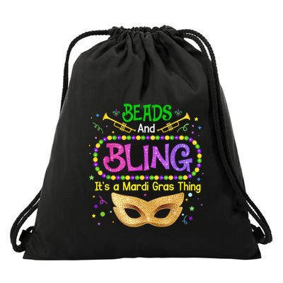 Beads & Bling ItS A Mardi Gras Thing Carnival Party Outfit Drawstring Bag