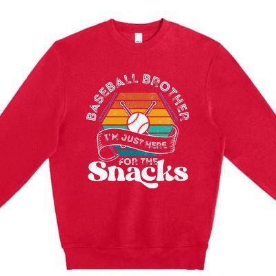 Baseball Brother Im Just Here For The Snacks Retro Baseball Premium Crewneck Sweatshirt