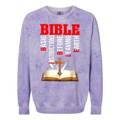 BIBLE Basic Instructions Before Leaving Earth Christian Colorblast Crewneck Sweatshirt