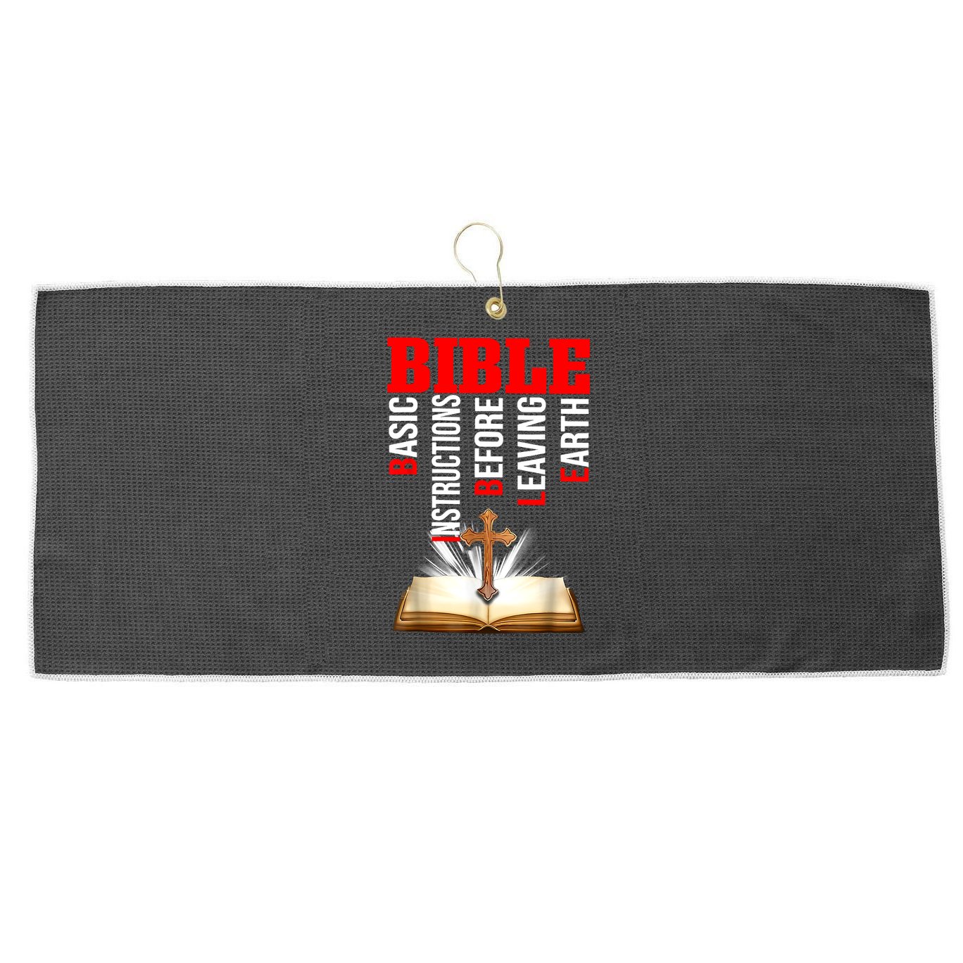 BIBLE Basic Instructions Before Leaving Earth Christian Large Microfiber Waffle Golf Towel