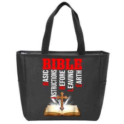 BIBLE Basic Instructions Before Leaving Earth Christian Zip Tote Bag