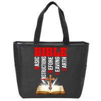BIBLE Basic Instructions Before Leaving Earth Christian Zip Tote Bag