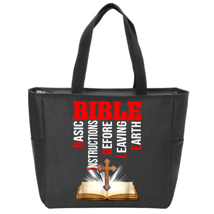 BIBLE Basic Instructions Before Leaving Earth Christian Zip Tote Bag