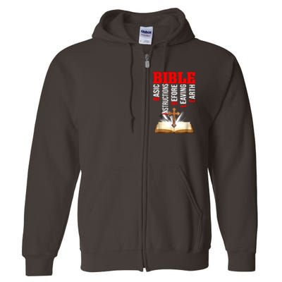 BIBLE Basic Instructions Before Leaving Earth Christian Full Zip Hoodie