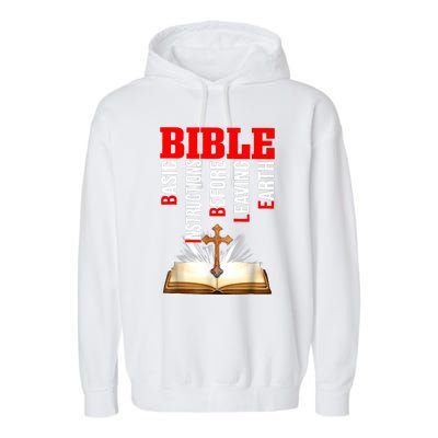 BIBLE Basic Instructions Before Leaving Earth Christian Garment-Dyed Fleece Hoodie