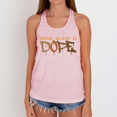 Being Black Is Dope History Month African American Gift Women's Knotted Racerback Tank