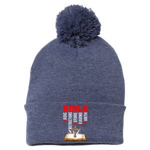 BIBLE Basic Instructions Before Leaving Earth Christian Pom Pom 12in Knit Beanie