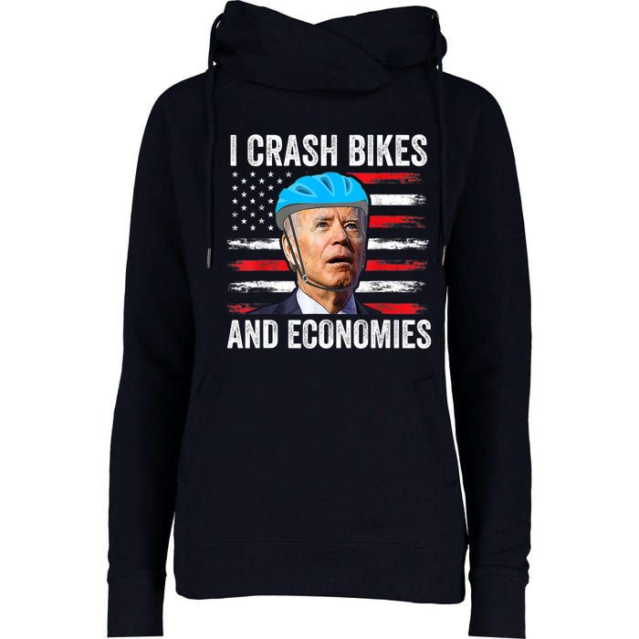 Biden Bicycle I Crash Bikes And Economies Womens Funnel Neck Pullover Hood