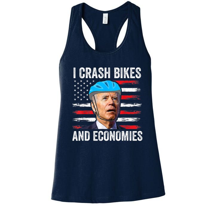 Biden Bicycle I Crash Bikes And Economies Women's Racerback Tank