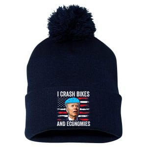 Biden Bicycle I Crash Bikes And Economies Pom Pom 12in Knit Beanie