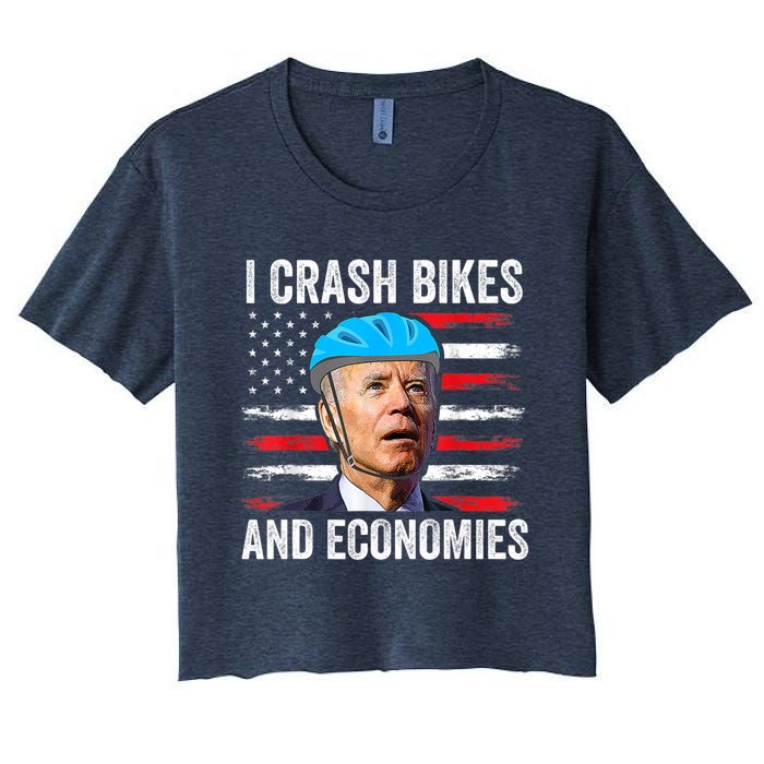 Biden Bicycle I Crash Bikes And Economies Women's Crop Top Tee