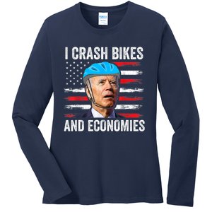 Biden Bicycle I Crash Bikes And Economies Ladies Long Sleeve Shirt