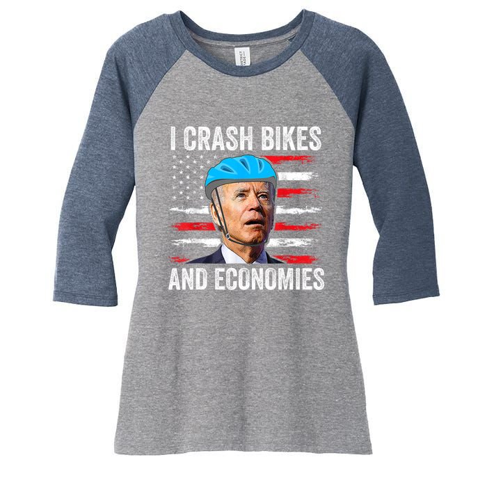 Biden Bicycle I Crash Bikes And Economies Women's Tri-Blend 3/4-Sleeve Raglan Shirt