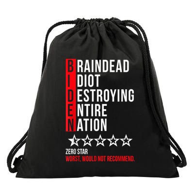 Biden Braindead Idiot Destroying Entire Nation Drawstring Bag