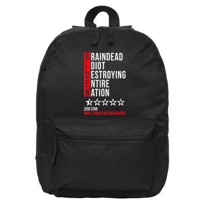 Biden Braindead Idiot Destroying Entire Nation 16 in Basic Backpack