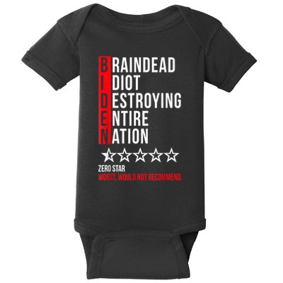 Biden Braindead Idiot Destroying Entire Nation Baby Bodysuit