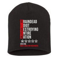 Biden Braindead Idiot Destroying Entire Nation Short Acrylic Beanie