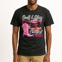 Boots & Bling Its A Cowgirl Thing Pi.nk Black Cowgirl Melanin Tall T-Shirt