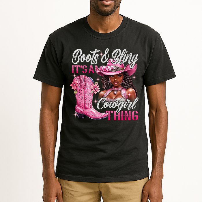 Boots & Bling Its A Cowgirl Thing Pi.nk Black Cowgirl Melanin Tall T-Shirt