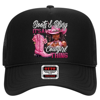 Boots & Bling Its A Cowgirl Thing Pi.nk Black Cowgirl Melanin Trucker Hat