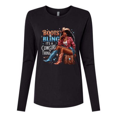 Boots & Bling Its A Cowgirl Thing Melanin Rodeo Cowgirl Womens Cotton Relaxed Long Sleeve T-Shirt