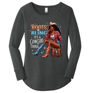 Boots & Bling Its A Cowgirl Thing Melanin Rodeo Cowgirl Women's Perfect Tri Tunic Long Sleeve Shirt