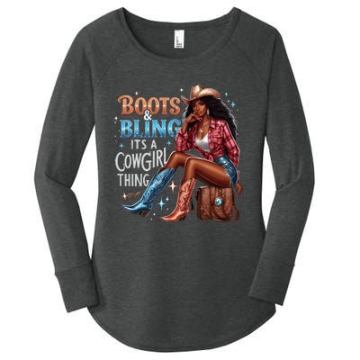 Boots & Bling Its A Cowgirl Thing Melanin Rodeo Cowgirl Women's Perfect Tri Tunic Long Sleeve Shirt