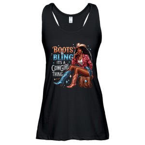 Boots & Bling Its A Cowgirl Thing Melanin Rodeo Cowgirl Ladies Essential Flowy Tank