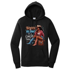 Boots & Bling Its A Cowgirl Thing Melanin Rodeo Cowgirl Women's Pullover Hoodie