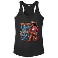 Boots & Bling Its A Cowgirl Thing Melanin Rodeo Cowgirl Ladies PosiCharge Competitor Racerback Tank