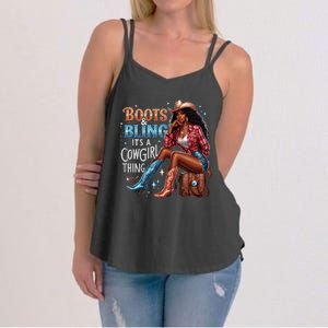 Boots & Bling Its A Cowgirl Thing Melanin Rodeo Cowgirl Women's Strappy Tank