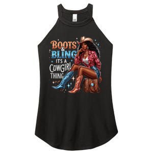 Boots & Bling Its A Cowgirl Thing Melanin Rodeo Cowgirl Women's Perfect Tri Rocker Tank