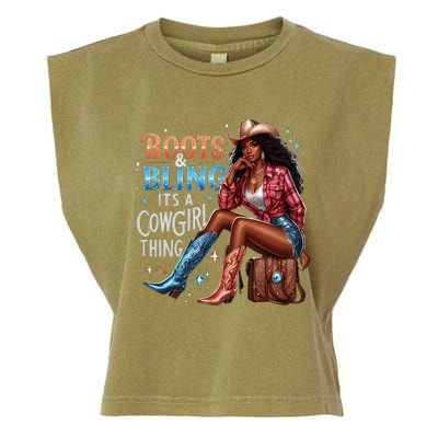 Boots & Bling Its A Cowgirl Thing Melanin Rodeo Cowgirl Garment-Dyed Women's Muscle Tee